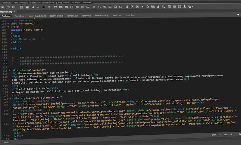 PHP Site-Code der Panorama Homepage PHP Site-Code der Panorama Homepage